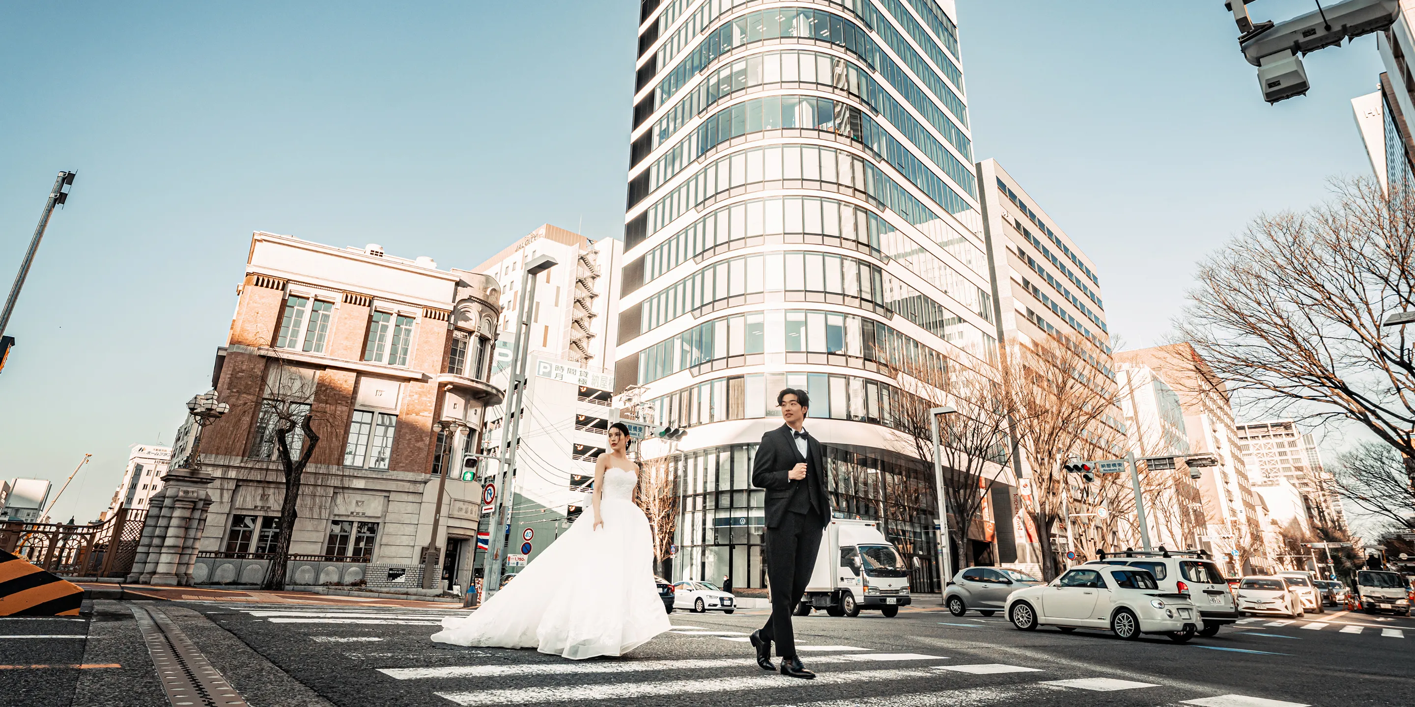 愛知・名古屋のロケーションで撮影した前撮り（納屋橋）