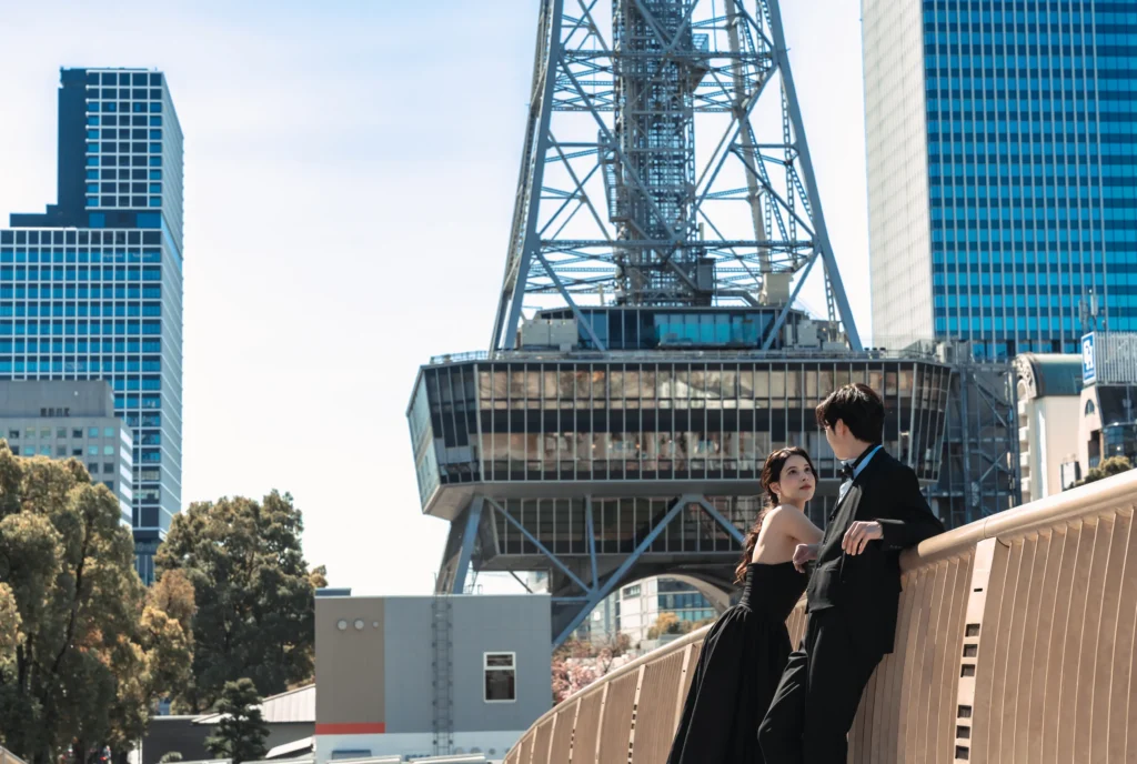 愛知・名古屋のロケーションで撮影したフォトウェディング（テレビ塔）
