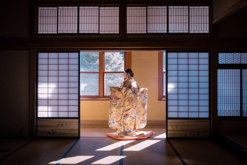 和装で旧古河邸でのウェディング撮影