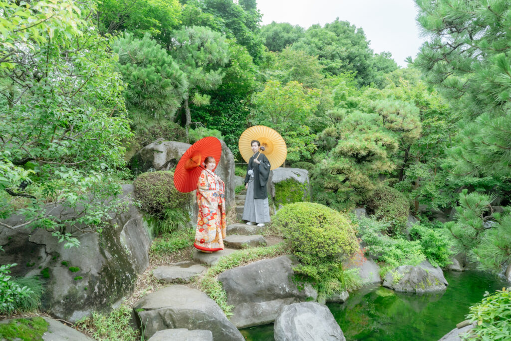 目白庭園での前撮り（和装）