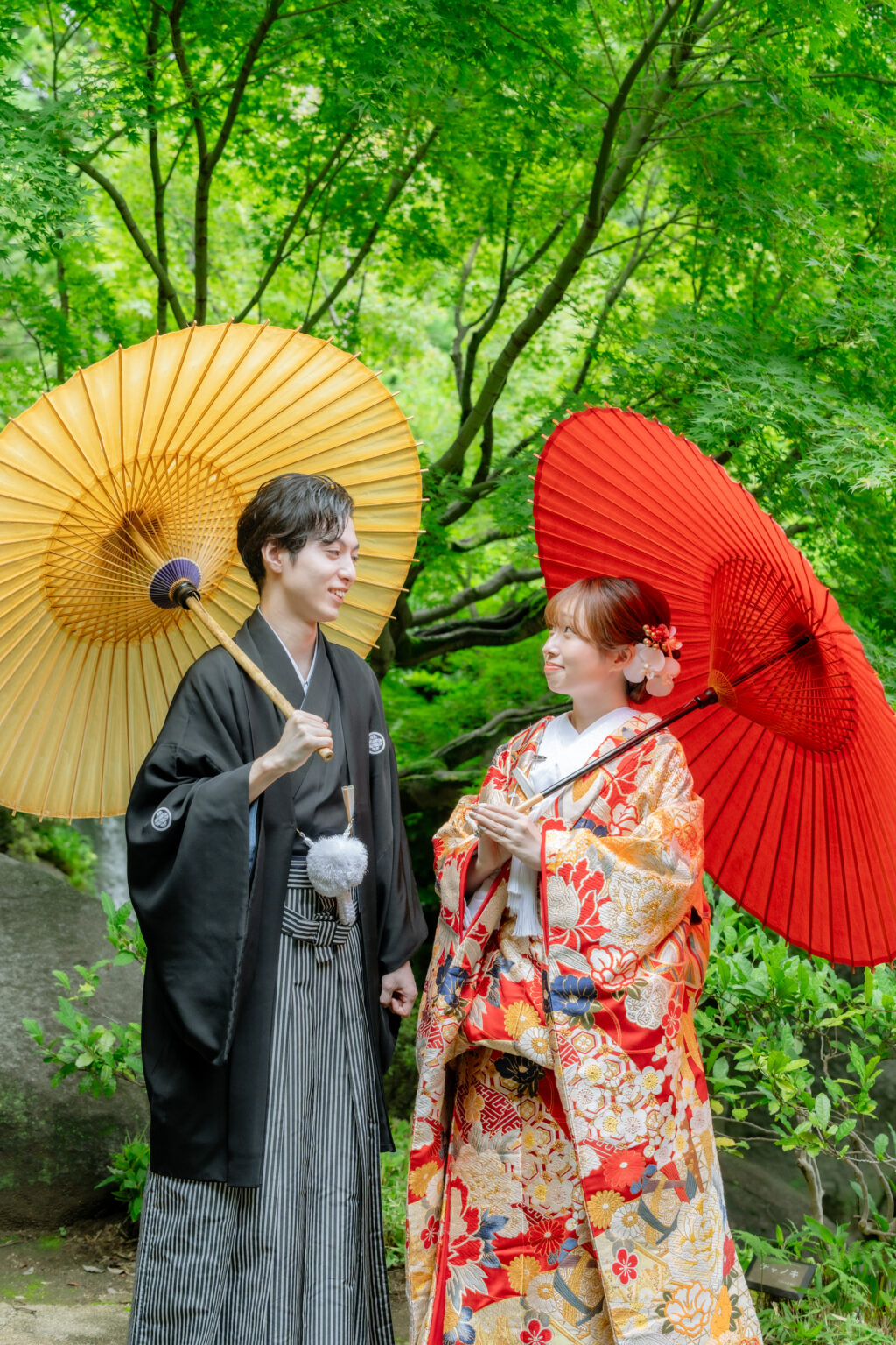 目白庭園での和装のフォトウェディング
