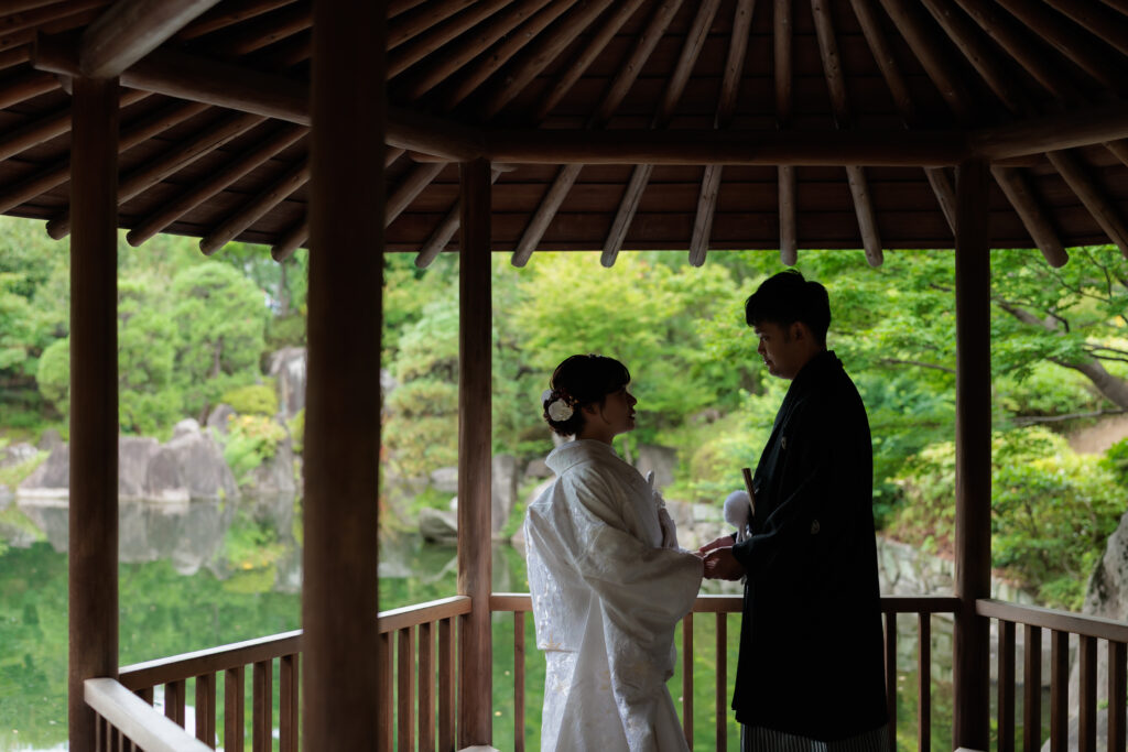 和装での目白庭園前撮り（白無垢）