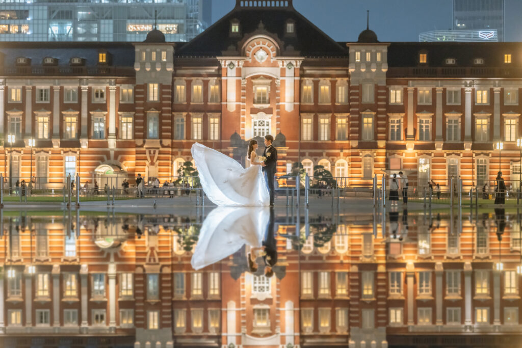 東京駅でのフォトウェディング・前撮り・ウェディングフォト(洋装・ウェディングドレス)