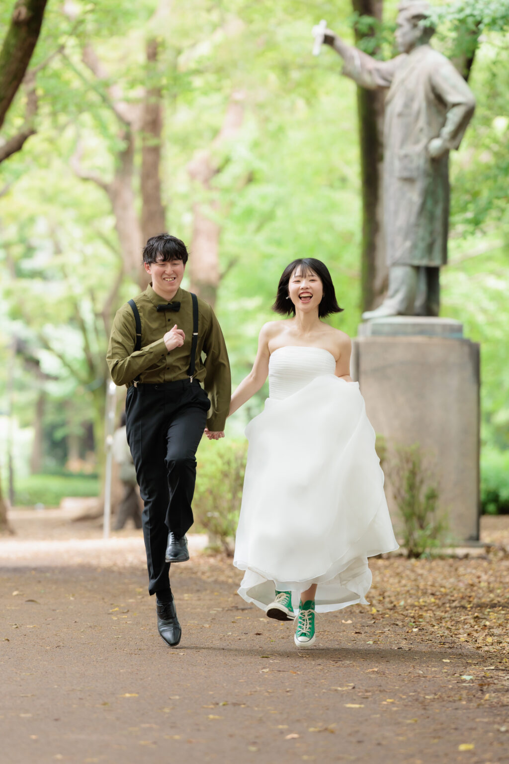 上野公園でのフォトウェディング・前撮り・ウェディングフォト(洋装・ウェディングドレス)