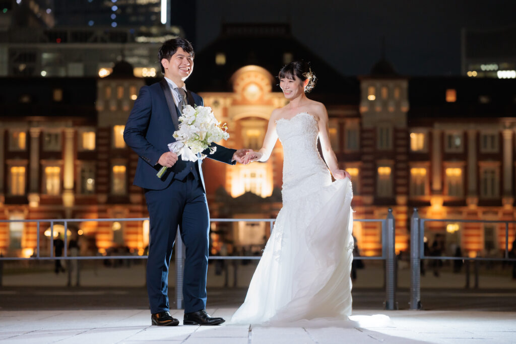 東京駅周辺でのフォトウェディング・前撮り・ウェディングフォト(洋装・ウェディングドレス)