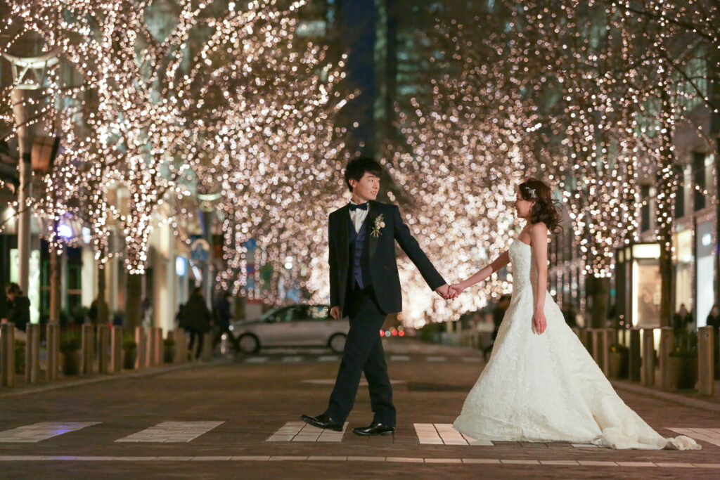 丸の内周辺でのフォトウェディング・前撮り・ウェディングフォト(ウェディングドレス)