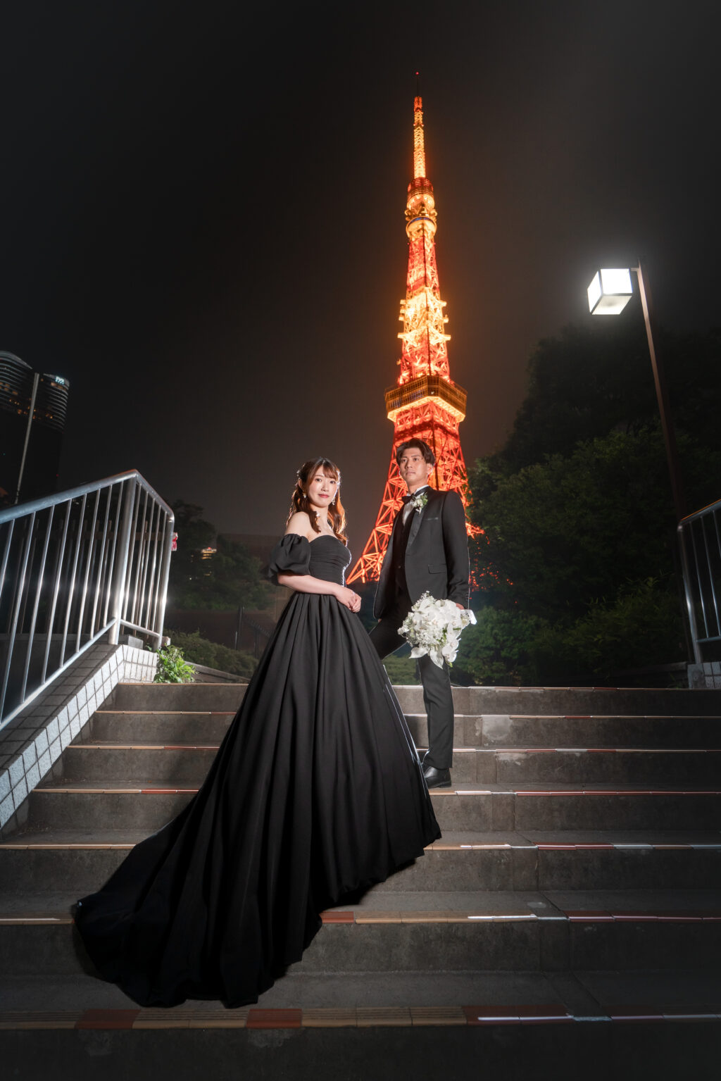 東京タワー周辺でのフォトウェディング・前撮り・ウェディングフォト(洋装・ウェディングドレス)