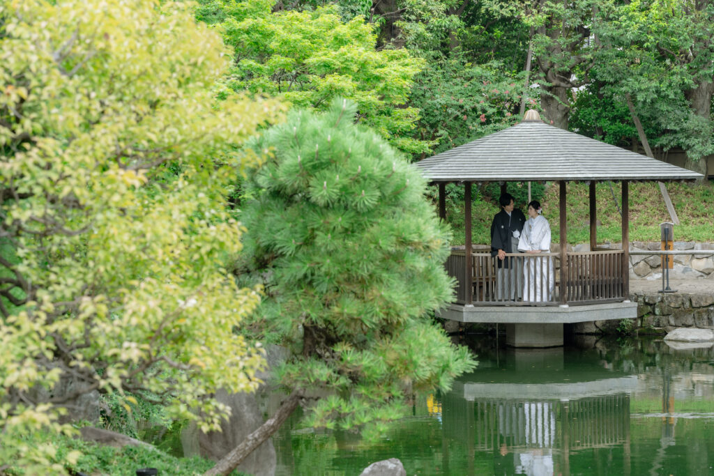 目白庭園でのフォトウェディング・前撮り・ウェディングフォト(和装・白無垢)