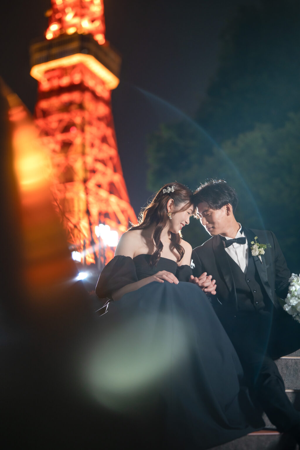 東京タワー周辺でのフォトウェディング・前撮り・ウェディングフォト(洋装・ウェディングドレス)